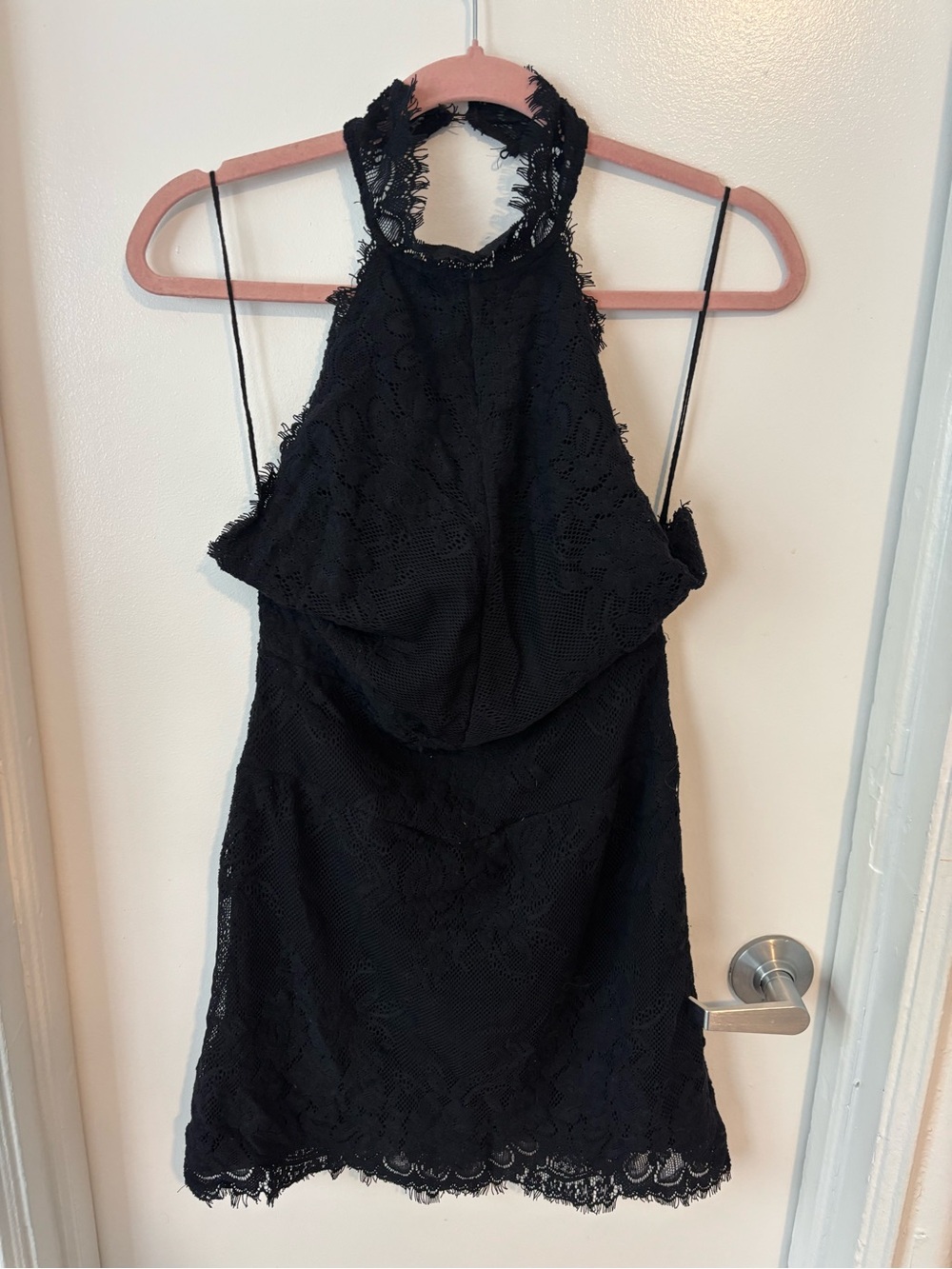 Free People Black Lace Halter Mini Dress